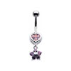 SILVER Heart & Flower Navel Bar