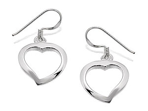 silver Heart Drop Hook Wire Earrings 060640