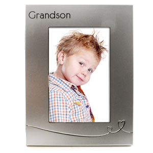 SILVER Heart Grandson 4 x 6 Photo Frame