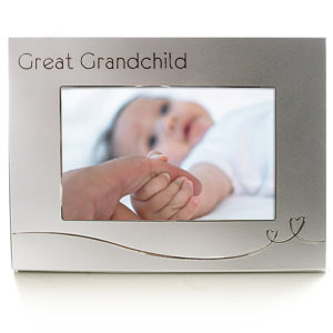 SILVER Heart Great Grandchild 4 x 6 Photo Frame