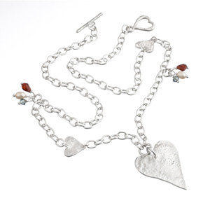 Silver Heart Jewellery Heart and Charm Necklace
