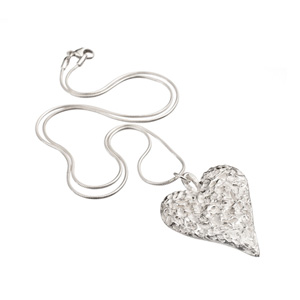 Silver Heart Jewellery Large Crumpled Heart Pendant