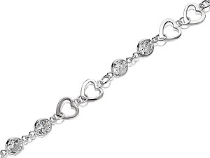 Hearts and Cubic Zirconia Link Bracelets 061581