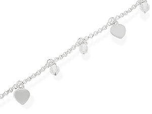 silver Hearts Crystal and Pearl Belcher Bracelet 061544