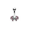 SILVER Jewelled Bow Navel Bar