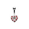 SILVER Jewelled Sweetheart Navel Bar
