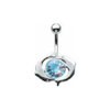 Large Double Dolphin Navel Bar