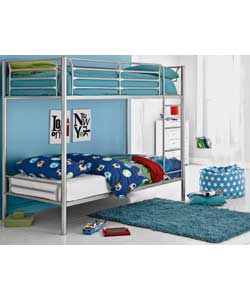 SILVER Metal Bunk Bed Frame with Dylan Mattress