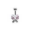 SILVER Multi Jewelled Butterfly Navel Bar