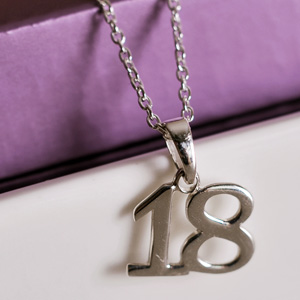 SILVER Number 18 Pendant With Necklace