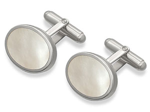 silver Oval Mother of Pearl Cufflinks 014701