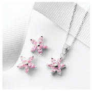 Pink Cubic Zirconia Flower Earring and