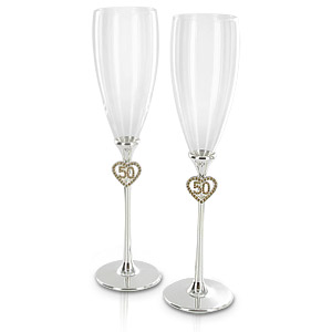 silver Plated 50th Wedding Anniversary Champagne