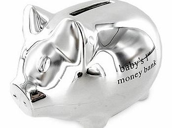 SILVER Plated Babys 1st Piggy Money Bank by