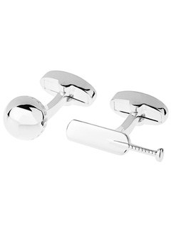 SILVER Plated Cricket Bat and Ball Cufflinks