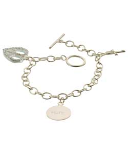 Silver Plated Cubic Zirconia Charm Bracelet