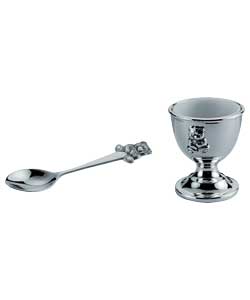 silver Plated Egg Cup and Spoon Set