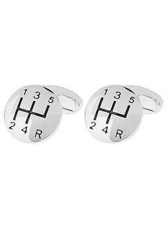 SILVER Plated Gear Stick Cufflinks PSN49-FB-SP