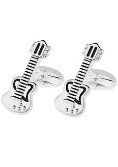 SILVER Plated Guitar Cufflinks N18-FB-SP