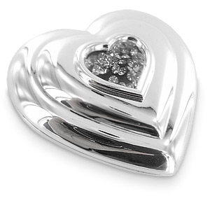 SILVER Plated Heart Shaped Compact Mirror