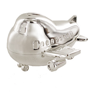 SILVER Plated Jumbo Jet Aeroplane Money Box