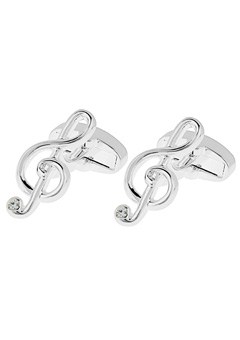 SILVER Plated Music Note Cufflinks N50-FB-SP