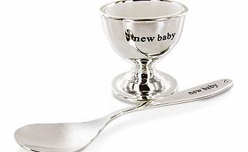 SILVER Plated New Baby Egg Cup and Spoon Gift Set