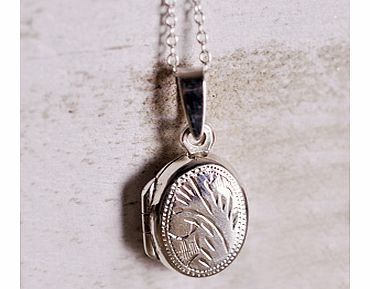SILVER Plated Oval Locket With Necklace