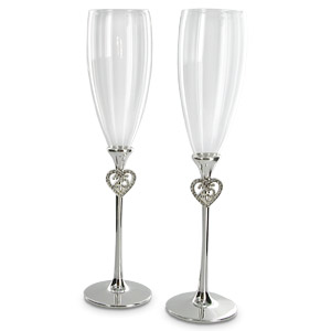 Silver Plated Pair of 25th Wedding Anniversary