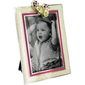 plated Pink And White Bootee Frame