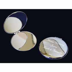 Silver Plated Round Compact Mirror