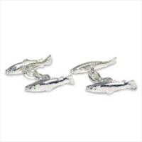 Silver Plated Salmon Cufflinks