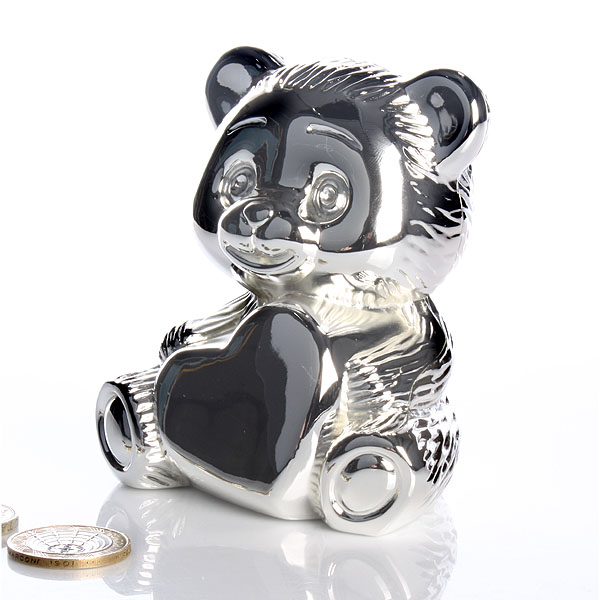 silver Plated Teddy Bear Money Box