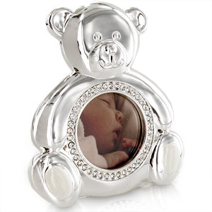 Plated Teddy Bear Photo Frame by Bambino