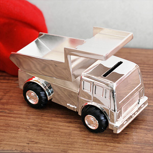 SILVER Plated Tipper Truck Money Box Piggy Bank