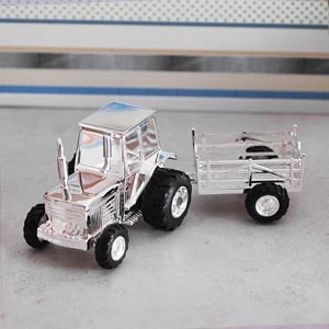 SILVER Plated Tractor and Trailor Money Box