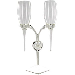 Plated Twin Glasses On Heart stand