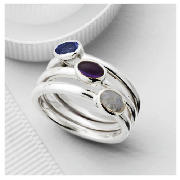 Silver Purple Semi-Precious Stacking Rings, Large