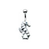 SILVER Seahorse Navel Bar