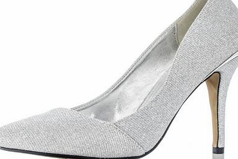 SILVER Shimmer Pointed Toe Court Shoes