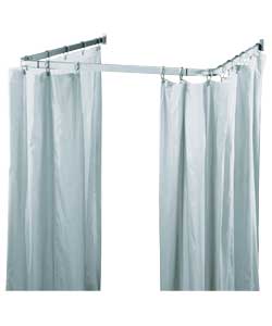 SILVER Shower Frame and Curtain Set