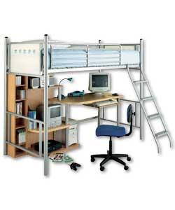 Single Highsleeper with Shelving and Desk