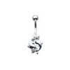 SILVER Small Double Dolphin Navel Bar