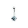SILVER Small Square Cluster Navel Bar