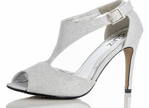 SILVER Sparkle Cut Out Court Shoes