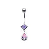SILVER Square Dropper Navel Bar