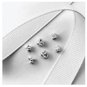 SILVER STAR, HEART AND CZ 3 STUD SET