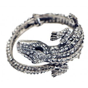 SILVER Studded Diamond Gecko Bangle