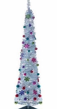 SILVER Tinsel Pop Up Christmas Tree - 6ft