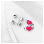 WINGED HEART, BALL AND CZ 3 STUD SET
